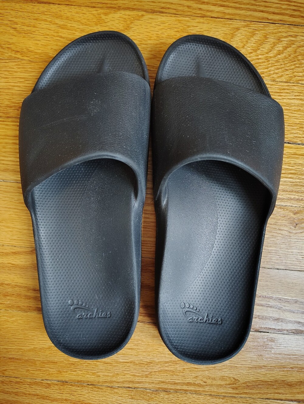 Archies Footwear Black Arch Support Slides - Men's 8/Women's 9